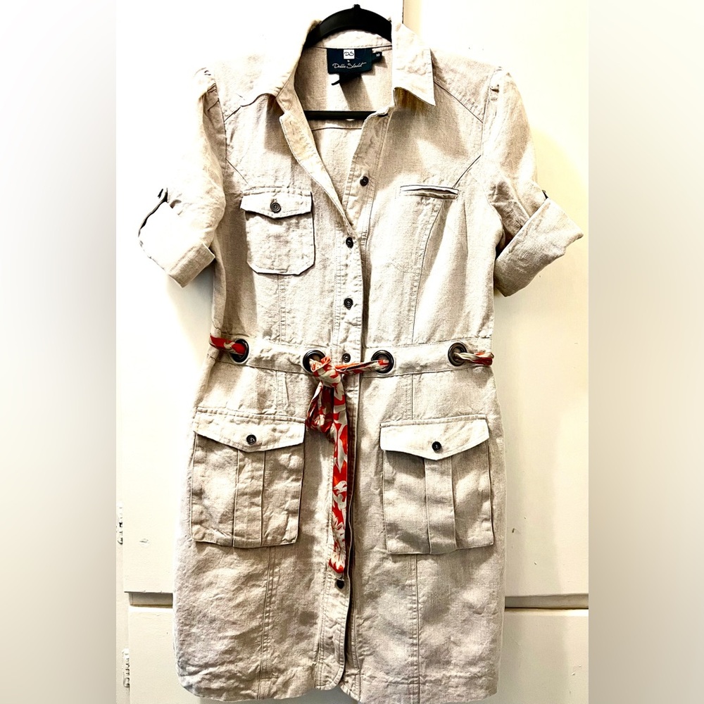 Debbie Shuchat Linen Safari Dress Size 10